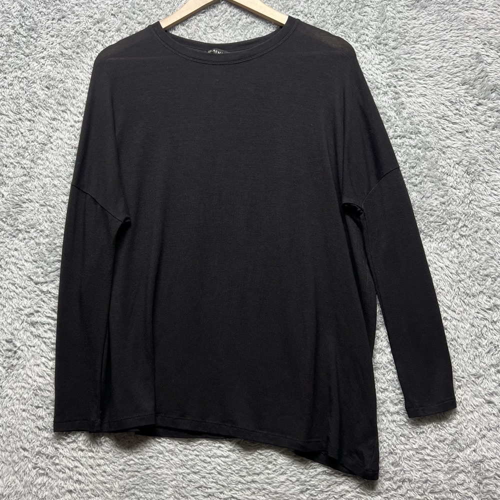 Athleta Cloudlight Top Womens XXS Black Asymetrical Long Sleeve Relaxed Drapey